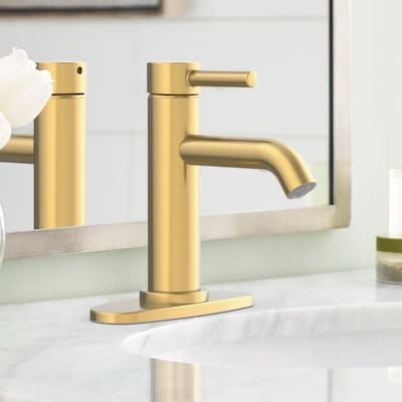 allen + roth harlow simplefit brushed gold single hole 1-handle watersense mid-arc residential
