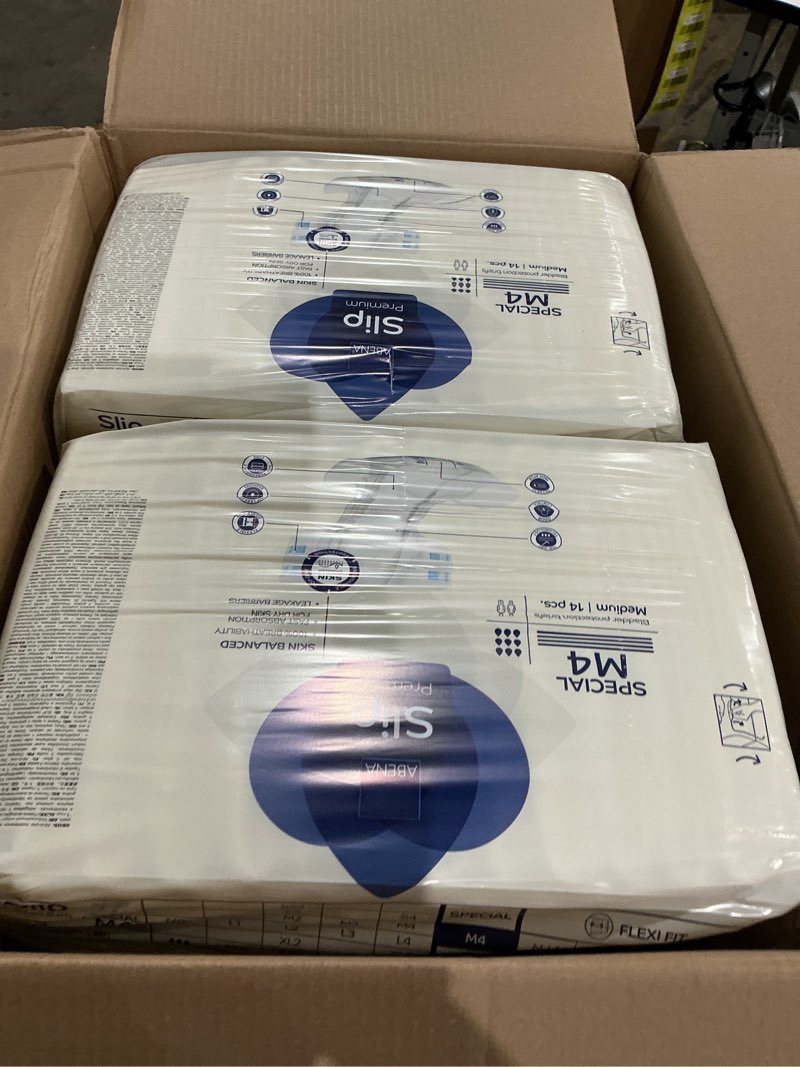 Condition photo showing Good Condition for abena classic design adult diapers, slip special premium incontinence briefs, heavy absorbency, level 4, medium, 14 count medium 14