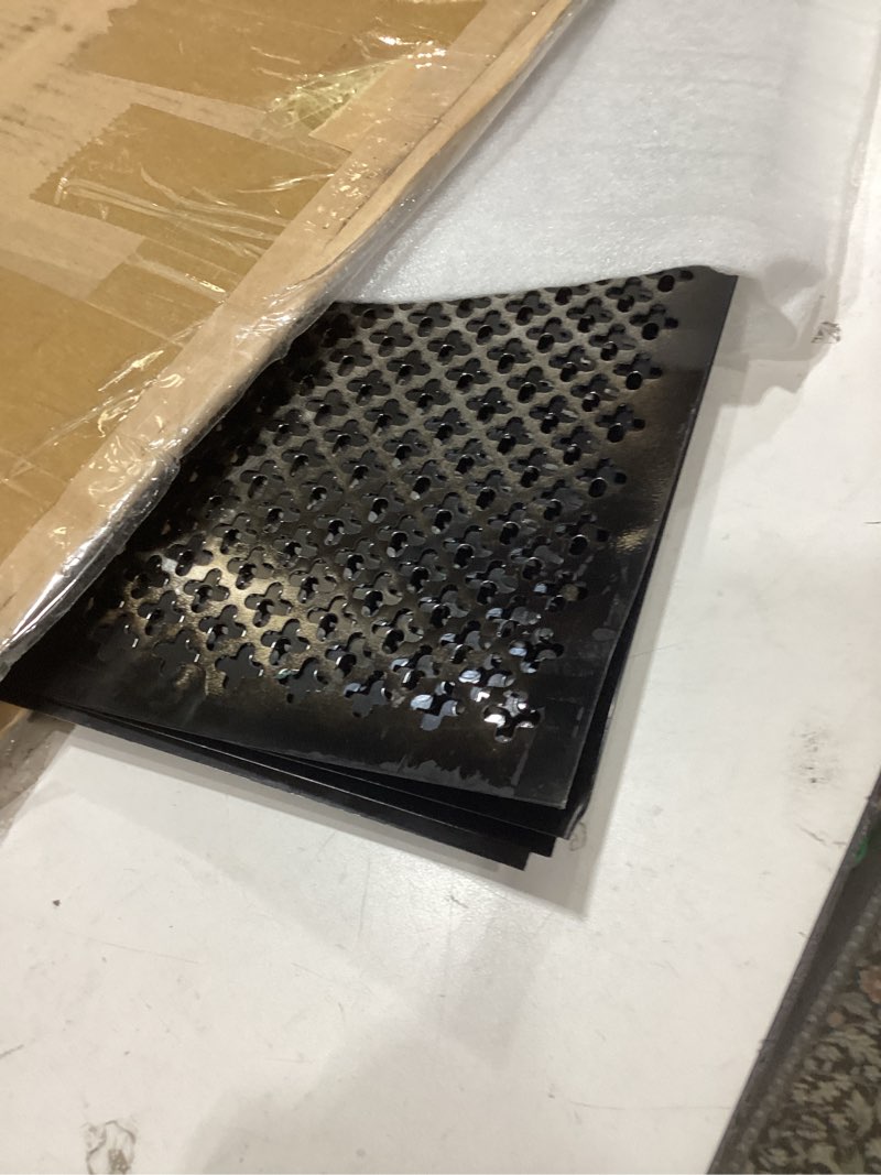 Condition photo showing As Is for gisafai 4 pcs decorative cloverleaf aluminum sheet 24 in. x 36 in. x 0.02 in. black perforated decorative metal sheets metal mesh aluminum sheet for indoor outdoor 2 feet by 3 feet black 4