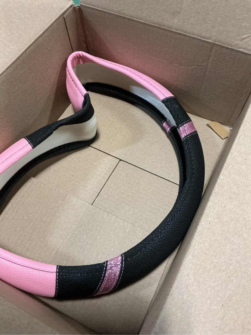 Condition photo showing Good Condition for cxtiy steering wheel cover for women leather universal steering wheel covers for car 15 inch (pink)
