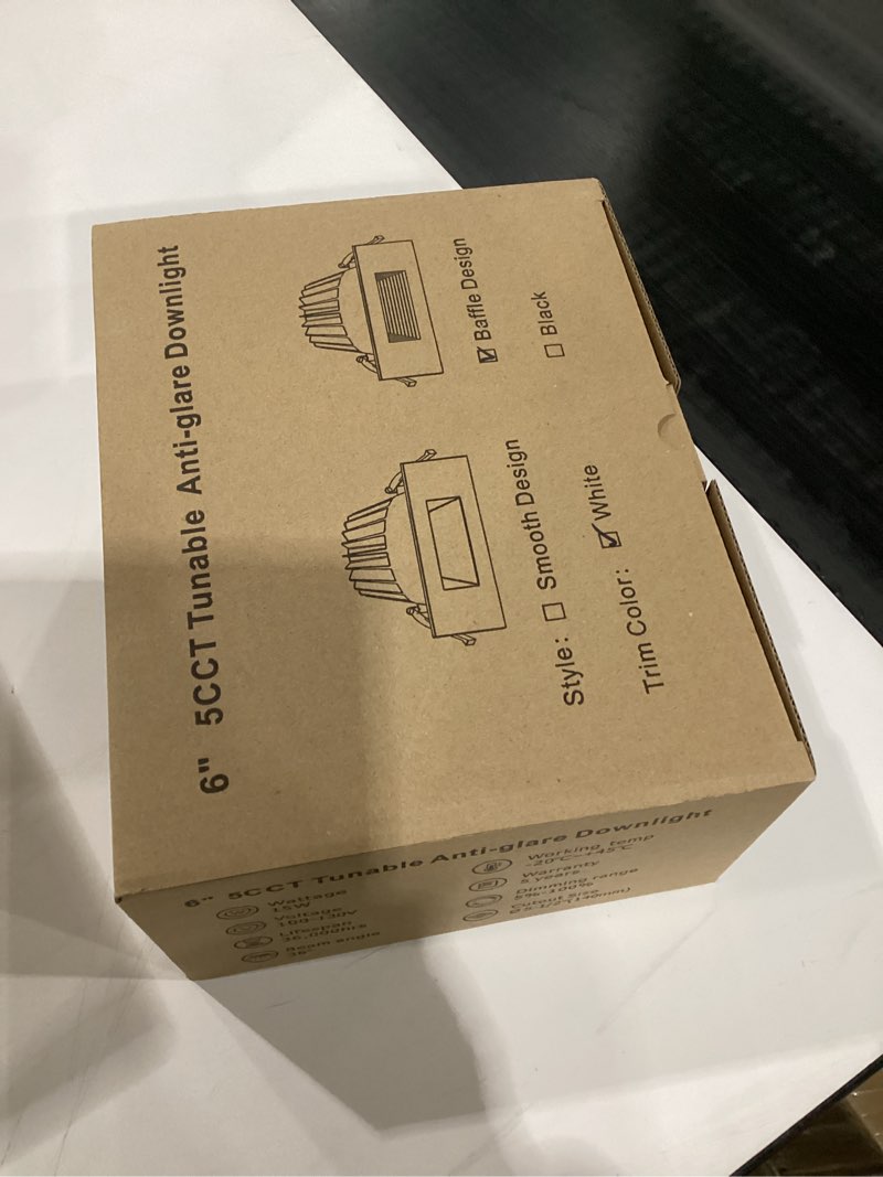 YUURTA 6-Inch 15W Deep Anti Glare Square White Recessed Ceiling LED Downlight (Pot Light) Color Selectable 2700K-5000K CRI90+ Dimmable 1200lm 120V ETL Listed