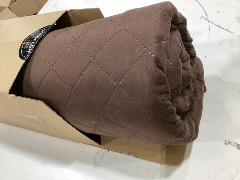 Condition photo showing New/Like New for homerilla reversible loveseat covers for dogs couch cover water resistant washable pets furniture protector sofa cover with elastic straps (loveseat 54", chocolate/beige) chocolate/beige 54"loveseat