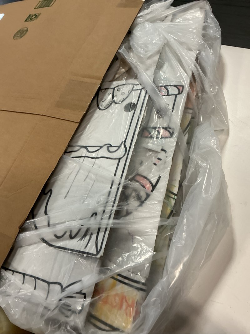 Condition photo showing As Is for Easy Playhouse Gingerbread House - Kids Art & Craft for Indoor Fun, Color Favorite Holiday Sweets & Winter Friends– Decorate & Personalize a Cardboard Fort, 32" X 26. 5" X 40. 5"