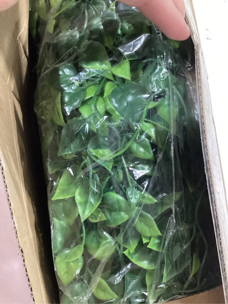 Condition photo showing As Is for recutms artificial hanging plants 4pcs 33inch fake wall plant faux eucalyptus leaves ivy swag uv resistant plastic greenery indoor outdoor home garden wedding jungle party patio office shelf decor