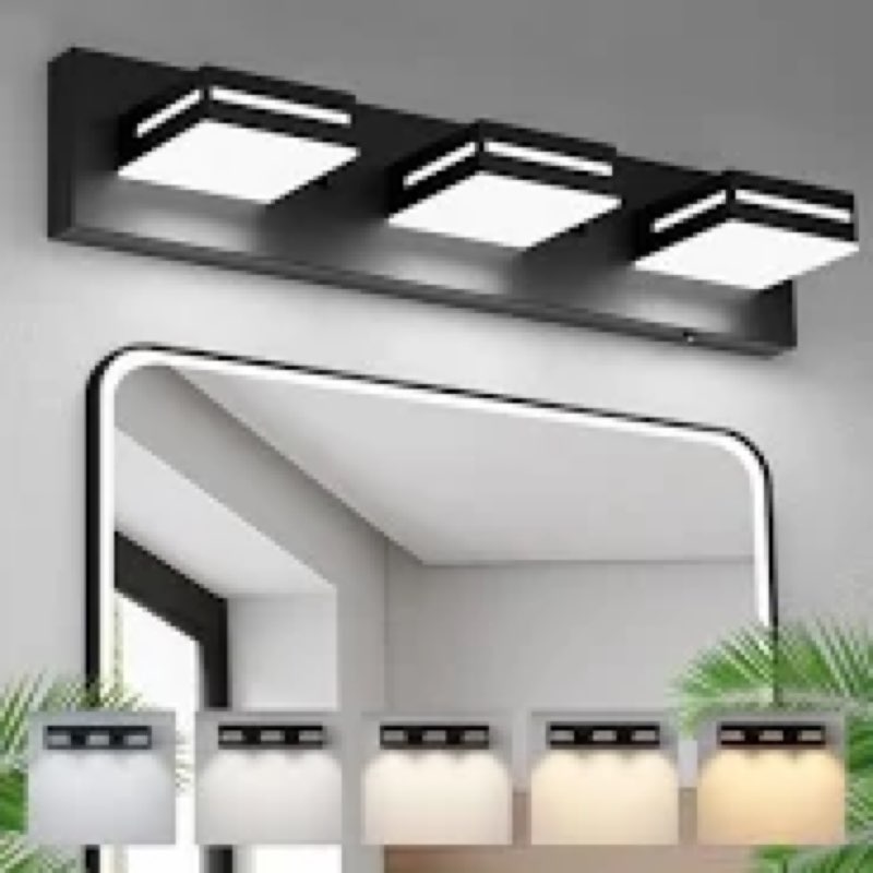 Sailstar LED Modern Bathroom Vanity Light Fixture, 5CCT 24W 3-Light Bathroom Lighting Fixtures Over 