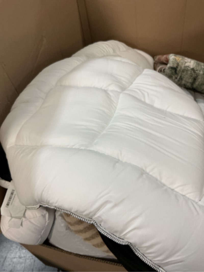 Condition photo showing As Is for queen size mattress topper viscose derived from bamboo, soft thick pillow top mattress pad cover for back pain, cooling mattress protector with 8-21 inch deep pocket, dark grey dark grey queen