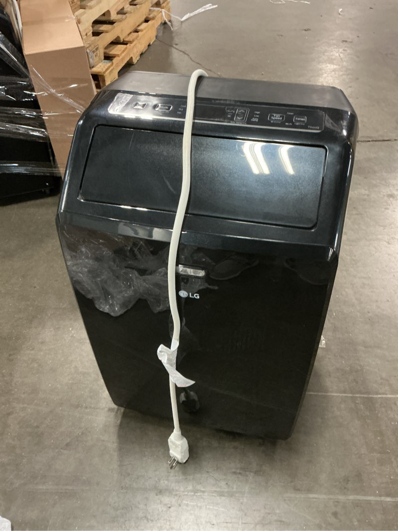 Condition photo showing As Is for lg 10,000 (doe) btu 115-volt portable air conditioner unit cools 450 sq. ft. with dehumidifier and wi-fi in black
