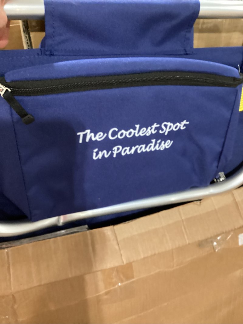Condition photo showing New/Like New for tommy bahama 5-position classic lay flat folding backpack beach chair, polyester, navy navy 1-pack