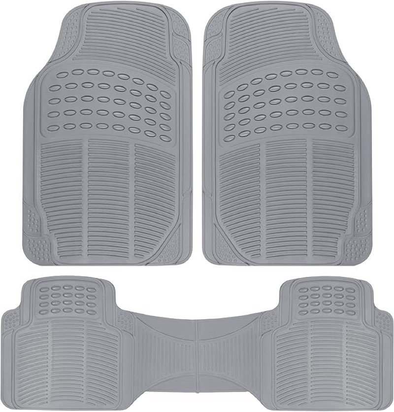 BDK Original ProLiner (Only one piece) Heavy Duty Front & Rear Rubber Floor Mats for Car SUV Van & Truck, Gray - All Weather Floor Protection with Universal Fit Design