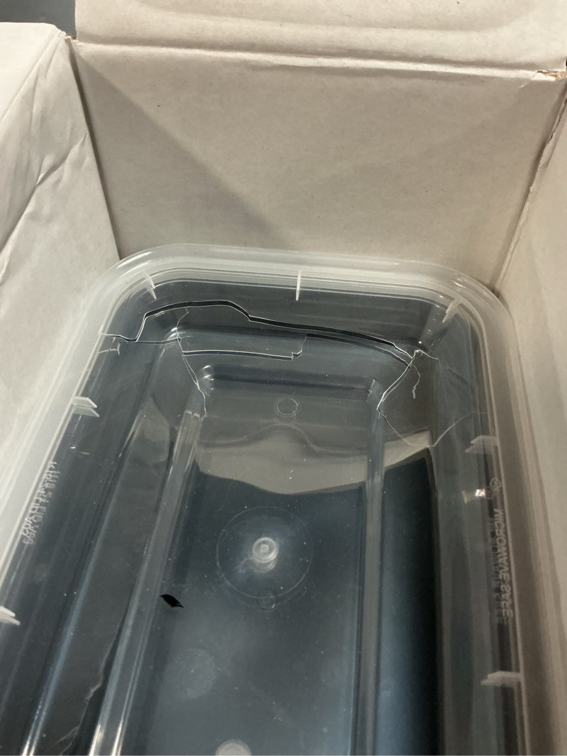 Condition photo showing As Is for 50 Pack (100-Piece) 24 oz Meal Prep Containers Reusable with Lids, Sturdy Leakproof & Food Safe, Microwave, Freezer, Dishwasher Safe Prep Containers, To Go Take Out Plastic Food Storage