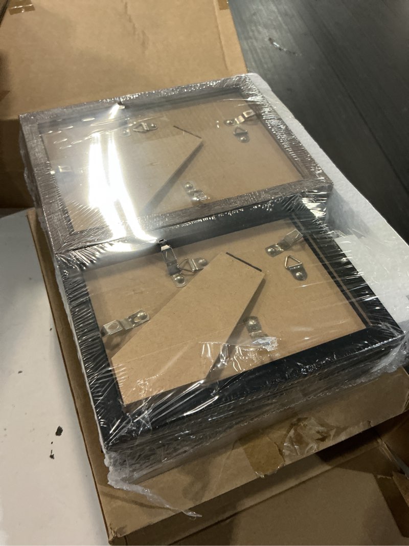 Condition photo showing New/Like New for luckylife gallery wall frame set, picture frames collage 10-pack for wall or tabletop with 8x10 5x7 4x6 frames in 3 different finishes brown&gray&black