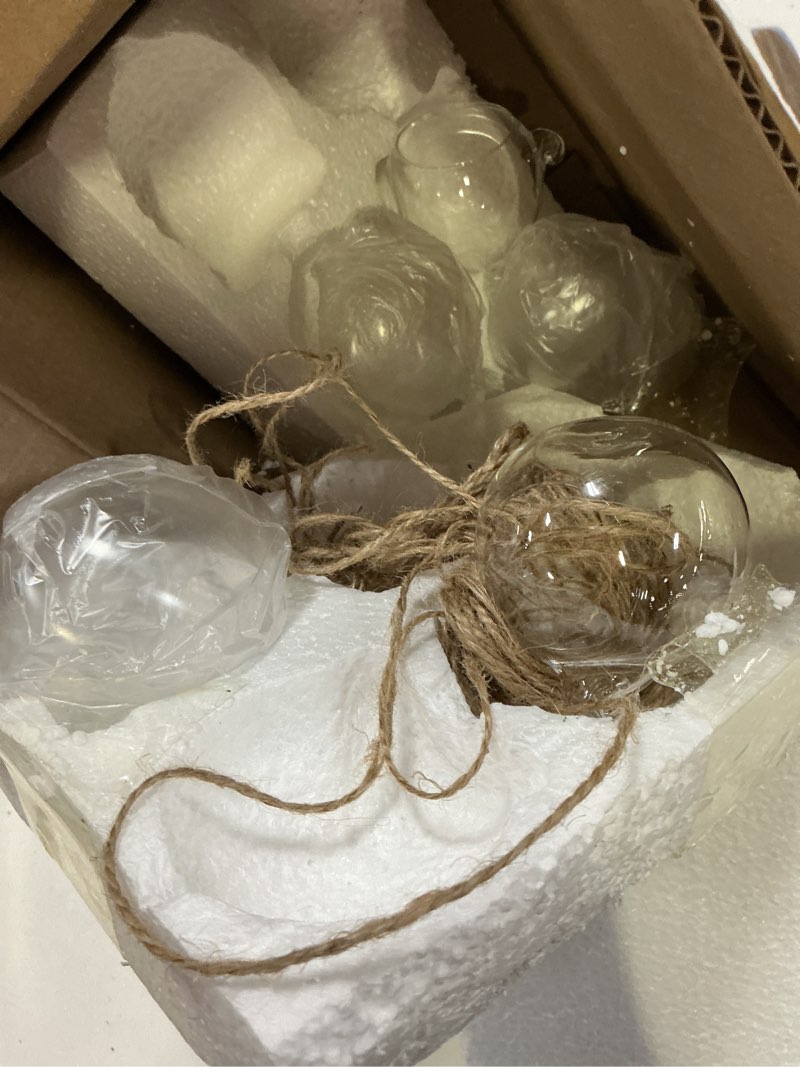 Condition photo showing Good Condition for nuptio 24 pcs hanging glass tealight holder globe 2.36" diameter, tea light candle holders wedding christmas halloween home diy gifts, garden hanging ornaments outdoor candle holders | clear reusable globes, ready to hang, works with tea lights, votives or diy accents, for christmas, halloween, gardens