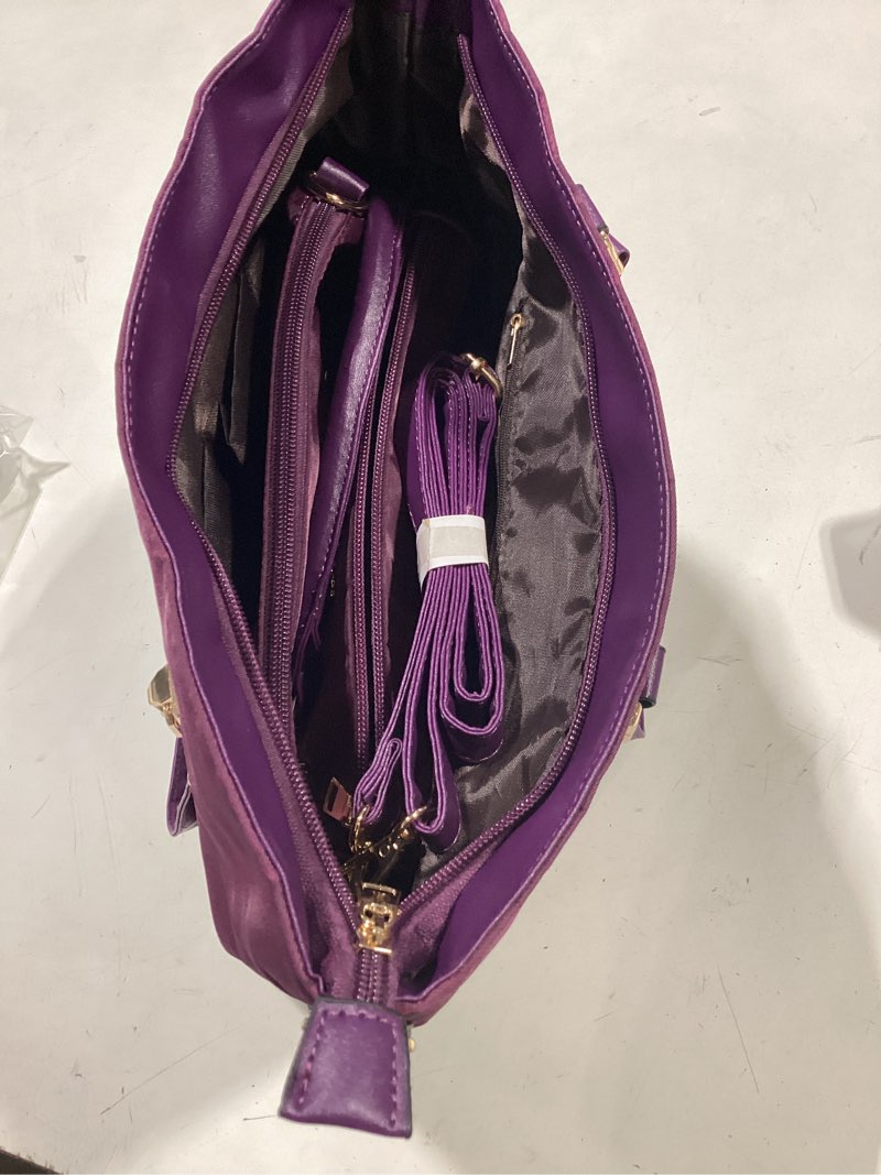 Condition photo showing Good Condition for women ladies 6 pcs handbag set hobo top handle bag totes satchels crossbody shoulder bags and purse clutch | 6 pcs purple