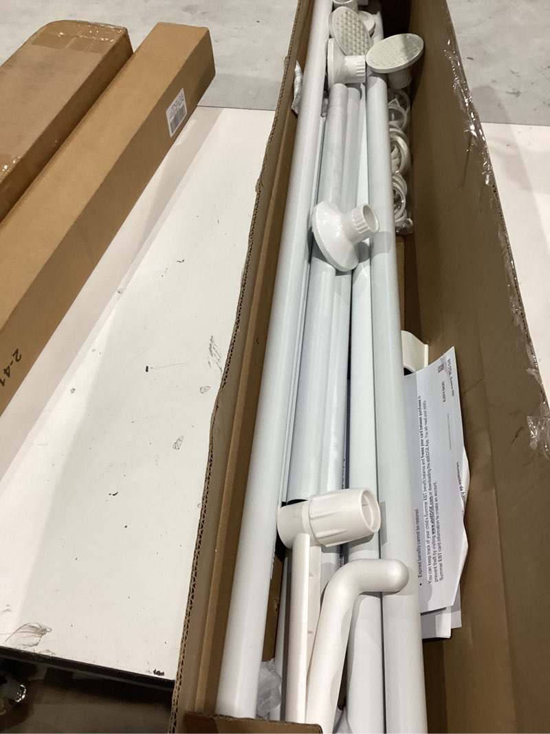 Condition photo showing Good Condition for kelixu room divider curtain rod no drilling, 4-10ft (w) x 4-10ft (h) room partition with hanging hooks, floor to ceiling divider for room separation, adjustable heavy duty tension rods, white