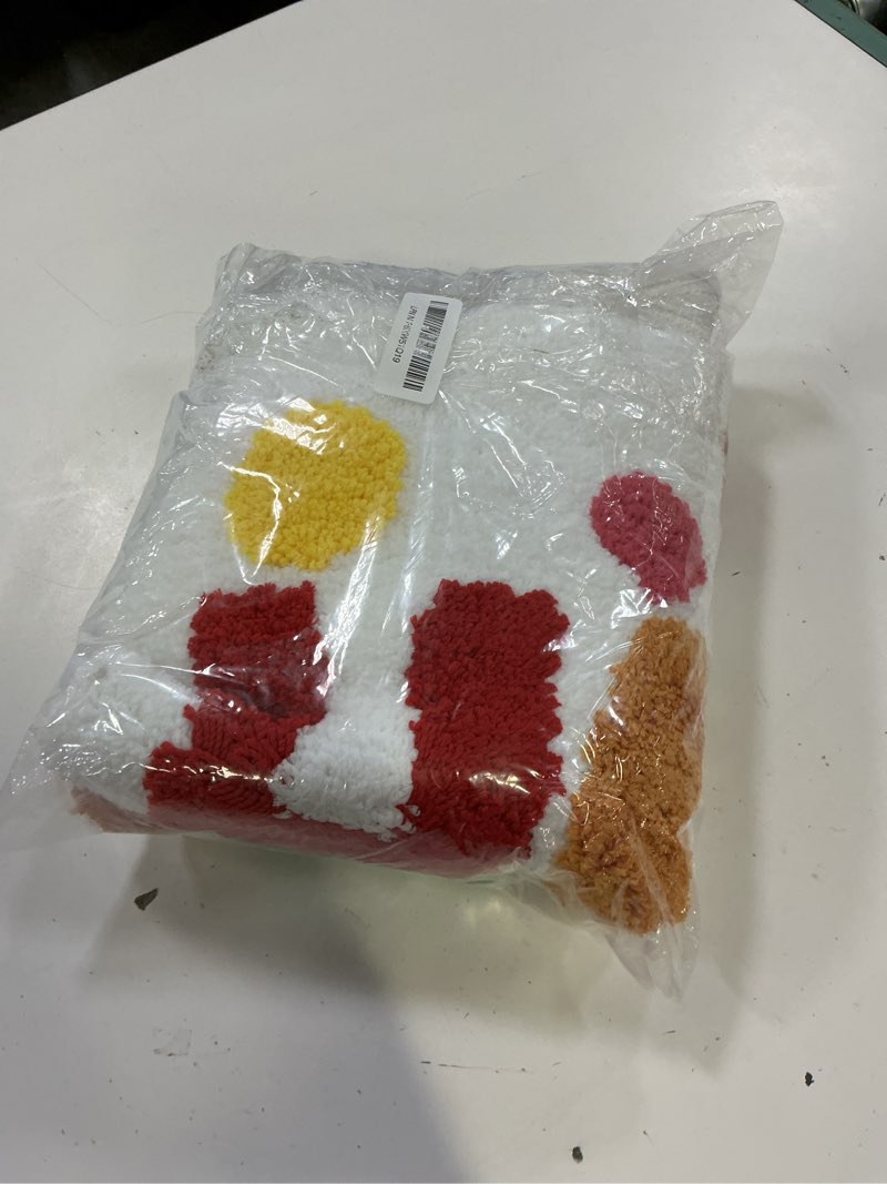 Condition photo showing Good Condition for splash bathroom rug 32x20, soft colorful letter bath mat, absorbent microfiber bath rug with non slip backing, machine washable rug for bathroom, tub, shower, sink splash 32"×20"