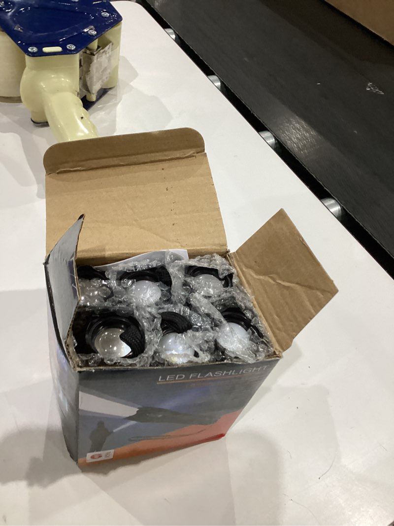 Condition photo showing As Is for 6pack led flashlights high lumens, 5mode tactical flashlight for home, small flashlights powerful, pocket flashlight battery powered, adjustable torch light, mini flash light for emergencies camping