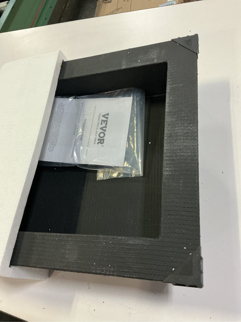 Condition photo showing Good Condition for vevor shower niche ready for tile 16" x 24", double shelf organizer, square corners wall-inserted niche recessed, sealed protection modern soap storage niche for shower bathroom, black 16x24''
