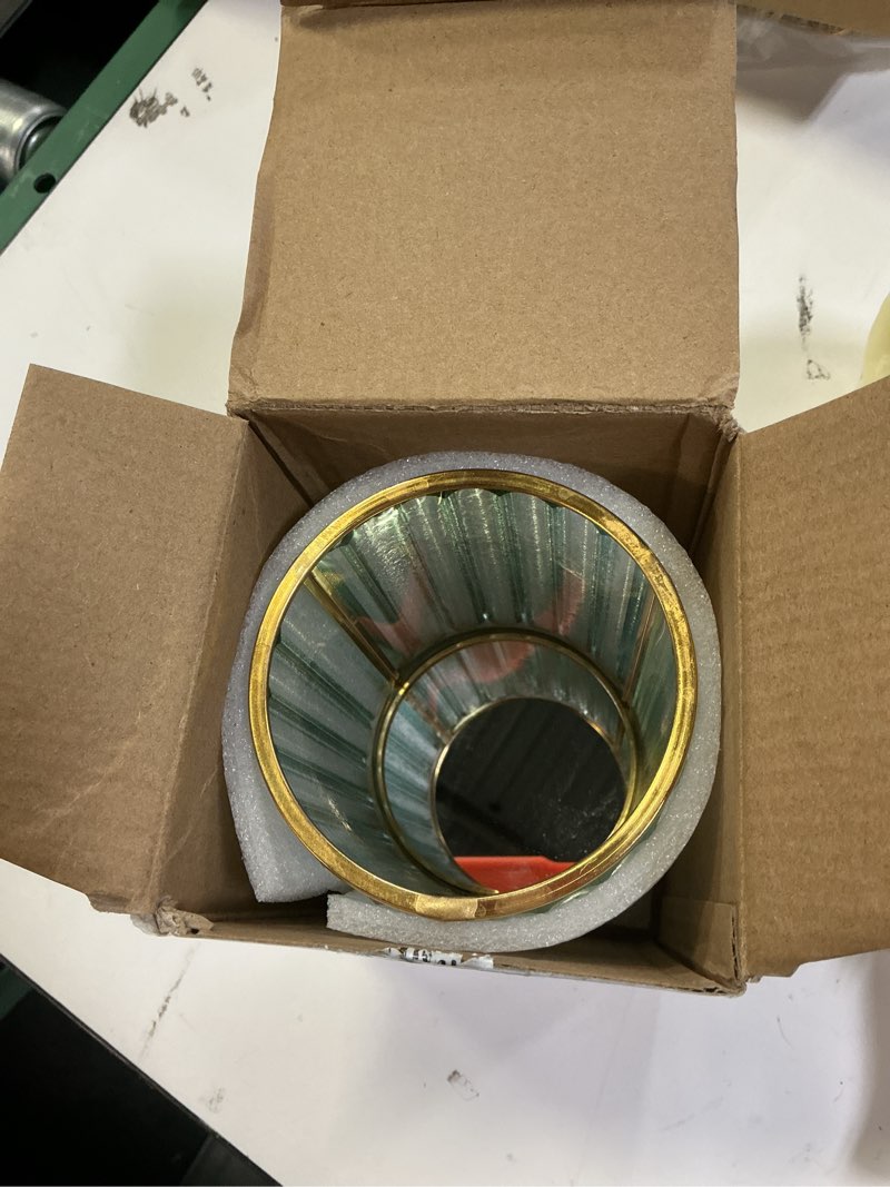 Condition photo showing Good Condition for DASITON Makeup Brush holder Organizer,Crystal Cosmetic Makeup Brush Glass Brushes Storage Holder, Vintage Make Up Brush Cup Pen Pencil Holder striped vase(Clear L) L Clear