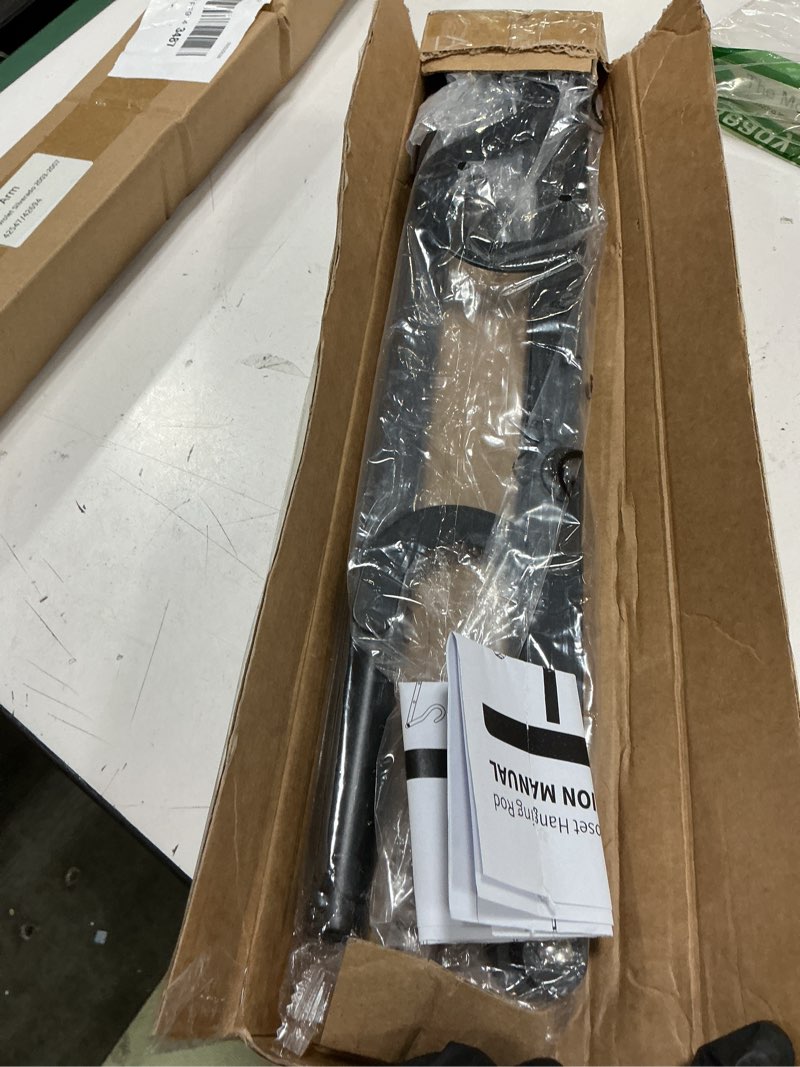 Condition photo showing Good Condition for storage maniac adjustable closet rod extender, heavy duty space-saving clothes hanging bar, double rod organizer, black, 1 pack 1 pack black