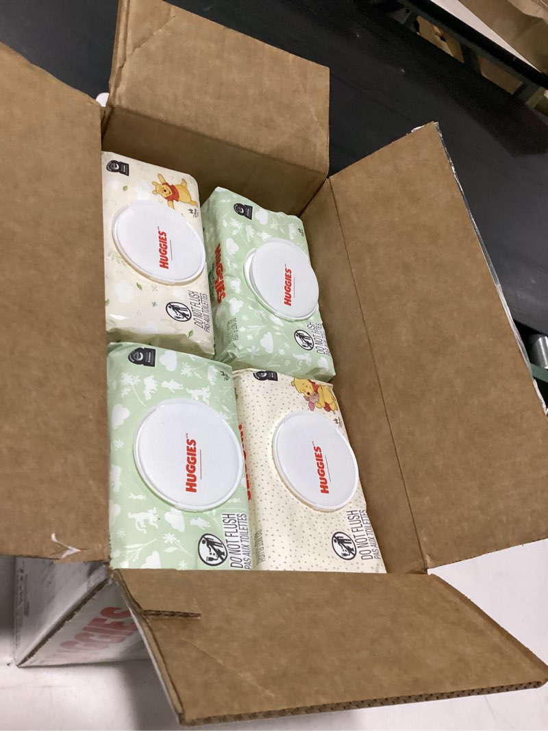 Condition photo showing As Is for huggies natural care sensitive baby wipes, unscented, hypoallergenic, 99% purified water, 12 flip-top packs (768 wipes total), packaging may vary