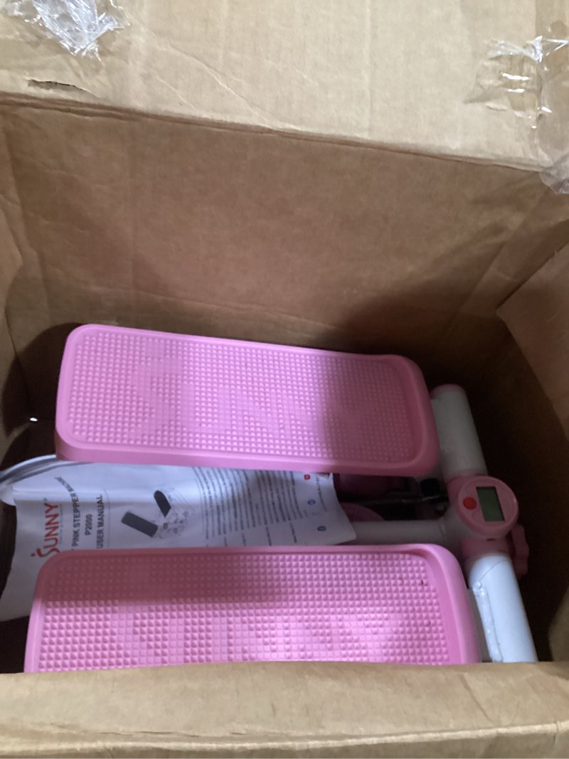 Condition photo showing Good Condition for sunny health & fitness mini steppers for exercise at home, stair step workout machine, full body cardio equipment, with optional free sunnyfit app connection and resistance band classic/pink