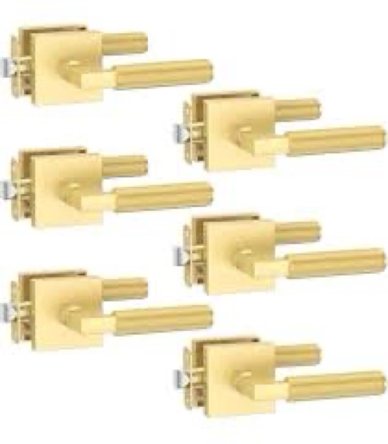 Asidrama 8 Pack Gold Privacy Door Handles, Door Lever with Door Knobs Indoor for Bedroom or Bathroom