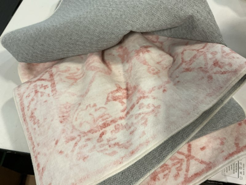 Condition photo showing As Is for LIVEBOX 3X5Pink Area Rug for Living Room, Vintage Soft Washable Bedroom Area Rugs, Non-Slip Foldable Floral Rug, Indoor Carpet for Dining Room Nursery Dorm Home Decor 8'Rectangular) Pink similar 