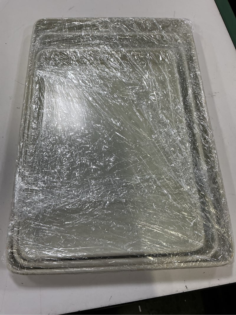 Condition photo showing Good Condition for martha stewart gallen 3-piece cookie sheet set – 13", 15", 17" baking pans, ceramic nonstick, pfa-free, carbon steel – oven safe to 450°f, warp-resistant, easy to clean - linen white linen white (set) 3-piece baking sheet set (13",15",17")