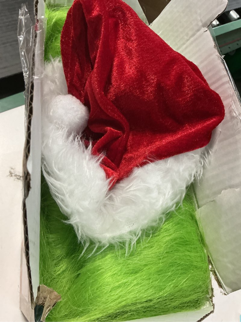 Condition photo showing Good Condition for Christmas Green Monster Costume Christmas Santa Claus Costume Santa Coat Cosplay Mask Halloween Costumes for Men Adult-L/XL