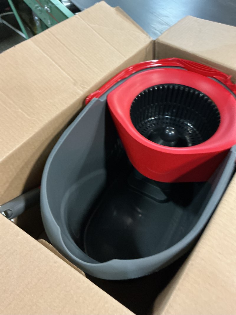 Condition photo showing Good Condition for (Incomplete)O-Cedar EasyWring Microfiber Spin Mop, Bucket Floor Cleaning System, Red, Gray, Standard