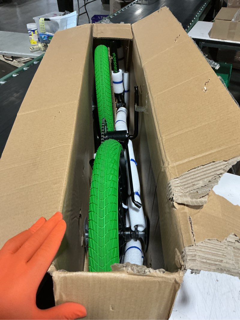Condition photo showing Good Condition for cubsala freestyle bmx bike, 18 20 inch kids bicycle for 5-13 years old kids and beginner level rider, multiple colors black with green tires crossea 20k'' (with pegs)