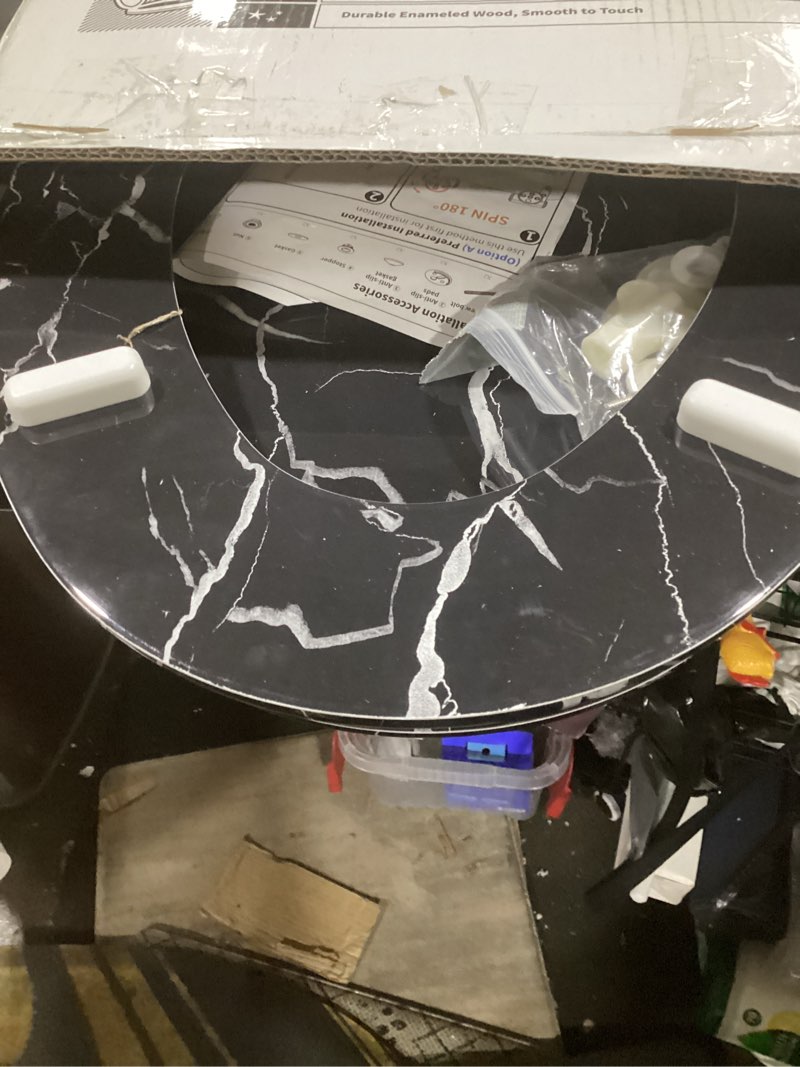 Condition photo showing Good Condition for angel shield marble toilet seat durable molded wood with quiet close,easy clean?quick-release hinges (elongated,black marble) elongated-18.5” black marble-elongated