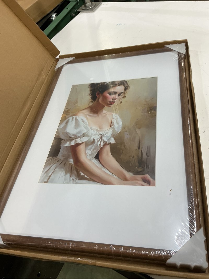 Condition photo showing New/Like New for 12x18 picture frame natural oak wood from ca-usa walnut color finished frame with real tempered glass, handcrafted 12 x 18 matted to 8.5x11,diploma,certificate,degree,graduation picture display 12"x18"|mat to 9"x12" walnut color