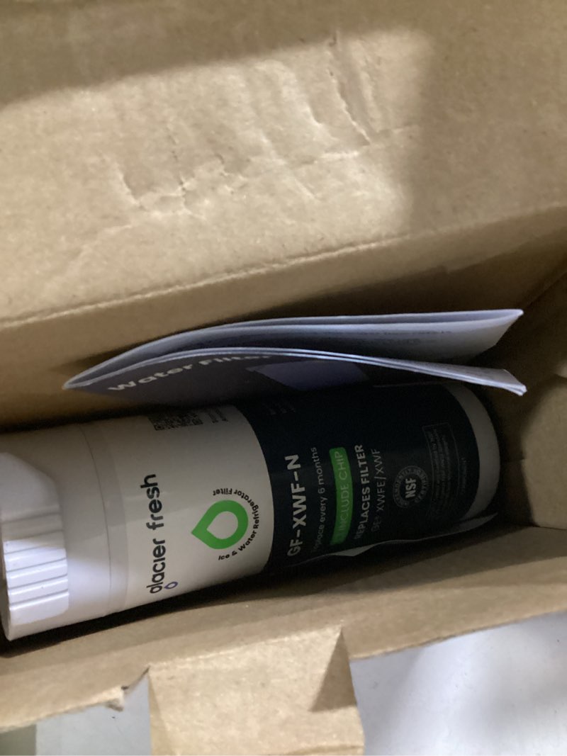 Condition photo showing Good Condition for glacier fresh water filter compatible with xwfe (built-in chip), replacement for ge xwfe, xwf refrigerator water filter nsf/ansi 42 certification pack of 3 3 count (pack of 1)