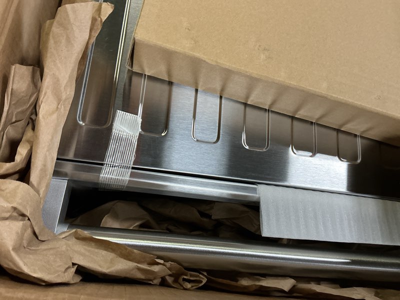 Condition photo showing New/Like New for Nuwave Bravo XL Pro Air Fryer Toaster Oven with Grill Combo, 2025 New Ultra-Fast Convection System, 35% Crispier, 2X More Even, 142 Presets, 50-500F, Smarter Probe, PFAS Free, 30QT, Stainless Steel Brushed Stainless Steel