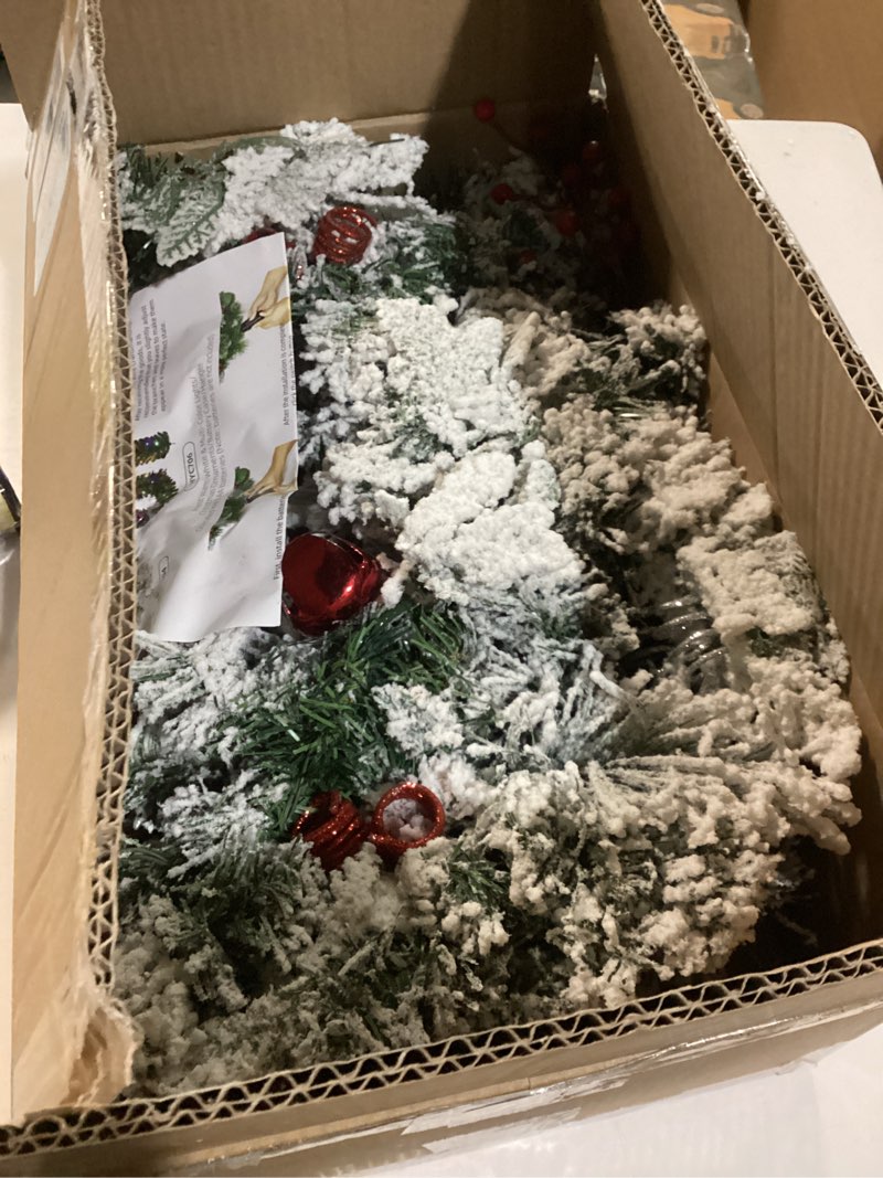 Condition photo showing New/Like New for christmas wreath for front door 24inch - light up artificial christmas wreath, lighted christmas wreaths battery operated, with bells and wreath hanger, for front door wall windows xmas decoration white - 24 inch