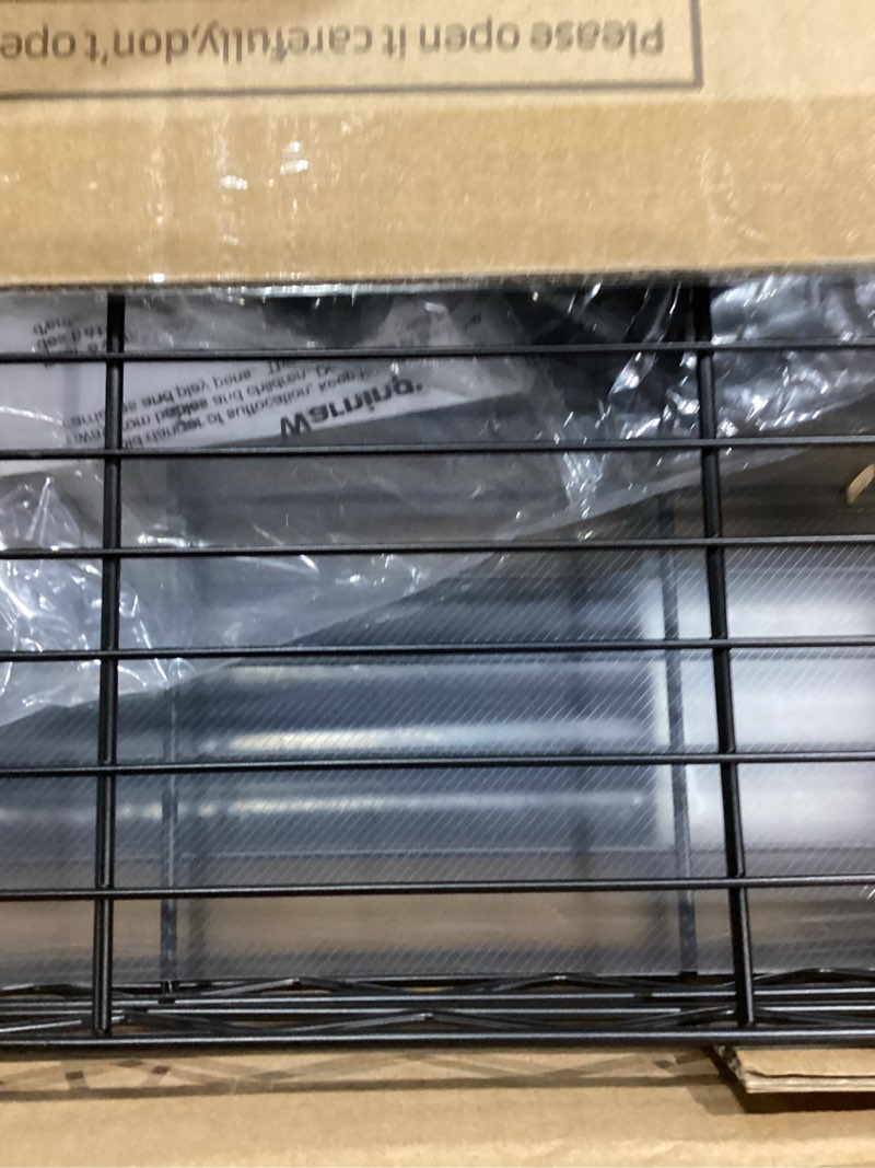 Condition photo showing As Is for Amazon Basics 3-Shelf Adjustable Heavy Duty Steel Wire Rack Storage Shelving Organizer for Kitchen, Garage, 23.2" L x 13.4" W x 30" H, Black 3-Shelf Narrow Black