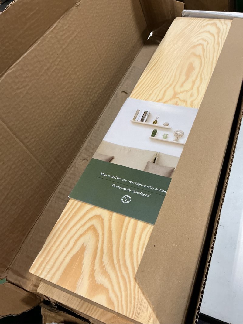 Condition photo showing Good Condition for solid pine wood floating shelves - set of 2 (natural color) - 24x6.7x1.2 inch - for bathroom, bedroom, living room walls 24 inch natural pine