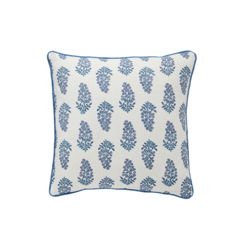 Mud Pie Dianthus Print Blue Pillow; 20\\\" X 20\\\"