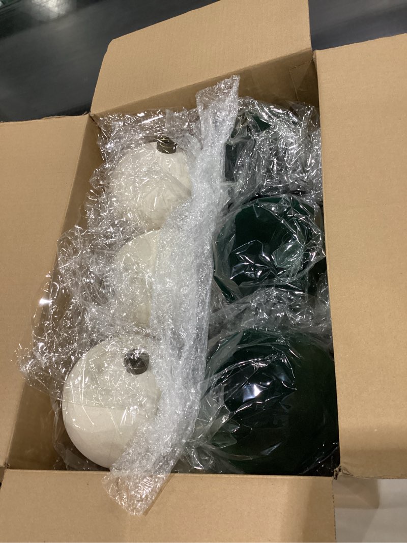 Condition photo showing New/Like New for Liliful 12 Pcs 6 Inch Large Velvet Christmas Ball Flocked Christmas Tree Ornaments Big Xmas Tree Shatterproof Hanging Home Decorations for Holiday Party(Green Brown)