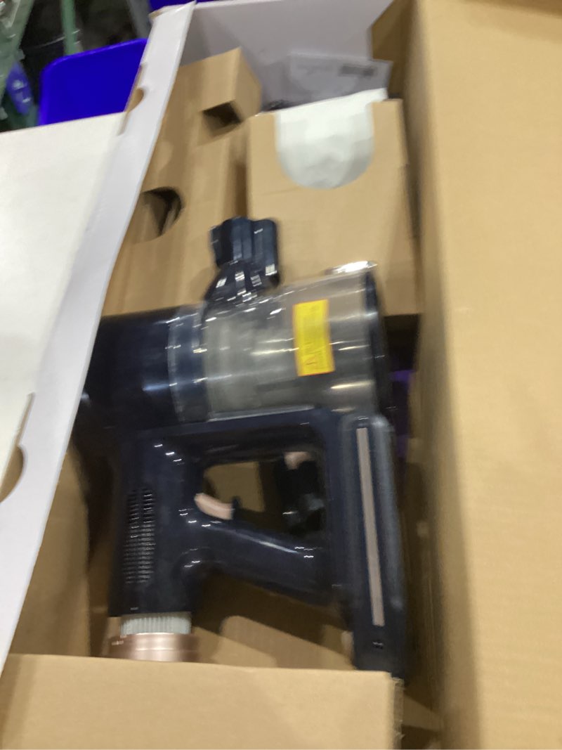 Condition photo showing As Is for dyson v8 cordless vacuum, cleans hard floors and carpets, detangles, converts to handheld, 115aw, 2 power modes, up to 40 minutes¹