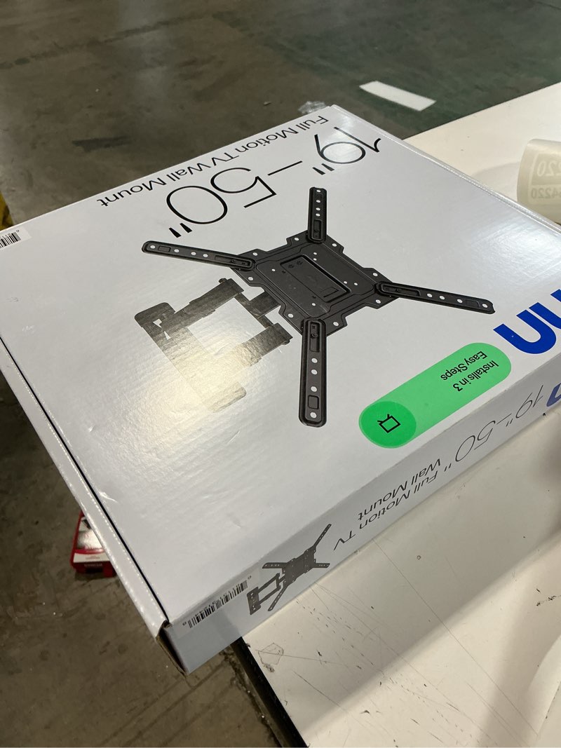 Condition photo showing New/Like New for hang onn. full-motion tv wall mount 19”-50”