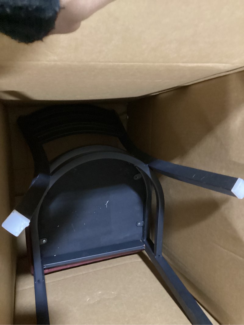 Condition photo showing New/Like New for Flash Furniture HERCULES Series Black Ladder Back Metal Restaurant Chair - Burgundy Vinyl Seat Black;Burgundy Set of 1