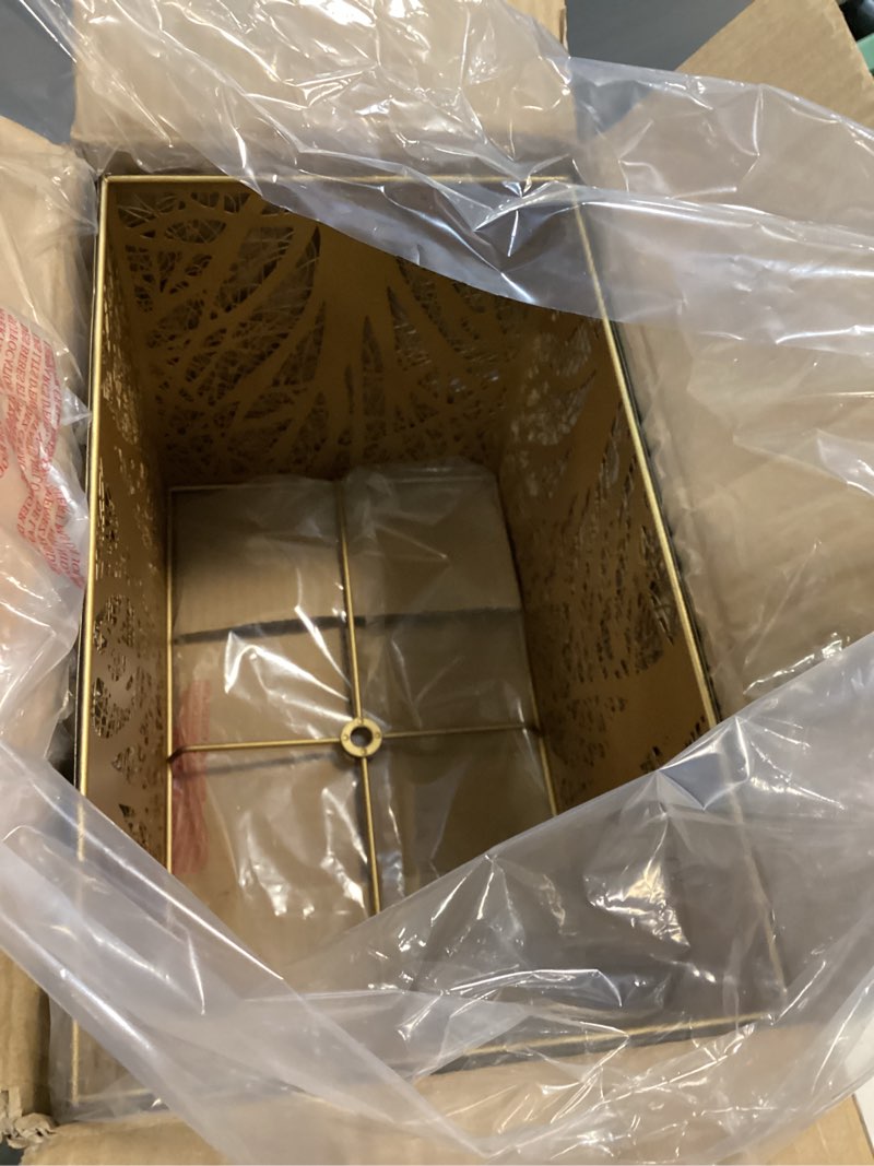 Condition photo showing Good Condition for (Only Covers) Metal Large Rectangular Lampshade For Table Lamp Floor Lamps,8\"×14\"×9\" Black Outside Gold Inside Replacement Forest Rectangle Lamp Shade Spider Fitter Black Gold