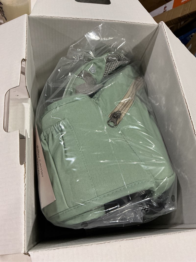 Condition photo showing New/Like New for Travel Buddy Baby Carrier | 4-in-1 with Hip Seat and Sling | Adjustable Size for Dad & Mom | Back & Lumbar Support | Ergonomic M Position Develops Healthy HIPS | 3-44lbs Newborn & Toddler Carrier Mint Green