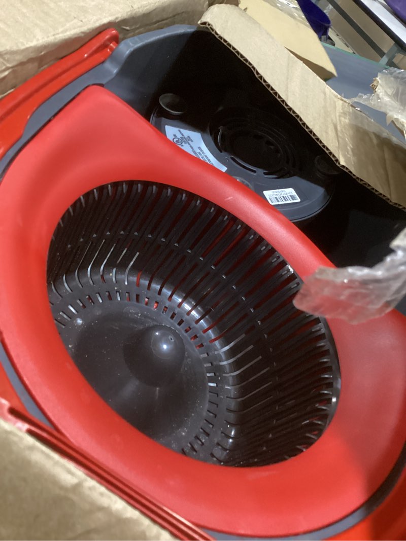 Condition photo showing As Is for O-Cedar EasyWring Microfiber Spin Mop & Bucket Floor Cleaning System + 2 Extra Refills, Red/Gray