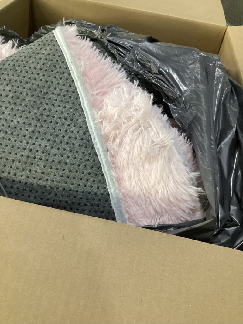 Condition photo showing As Is for (used)amdrebio pink round area rugs 8ft for living room, bedroom decor, soft large circle rug for kids room, teen girls, fluffy big carpets for baby nursery, dorm, classroom, cute kawaii princess carpet 8' (round) pink