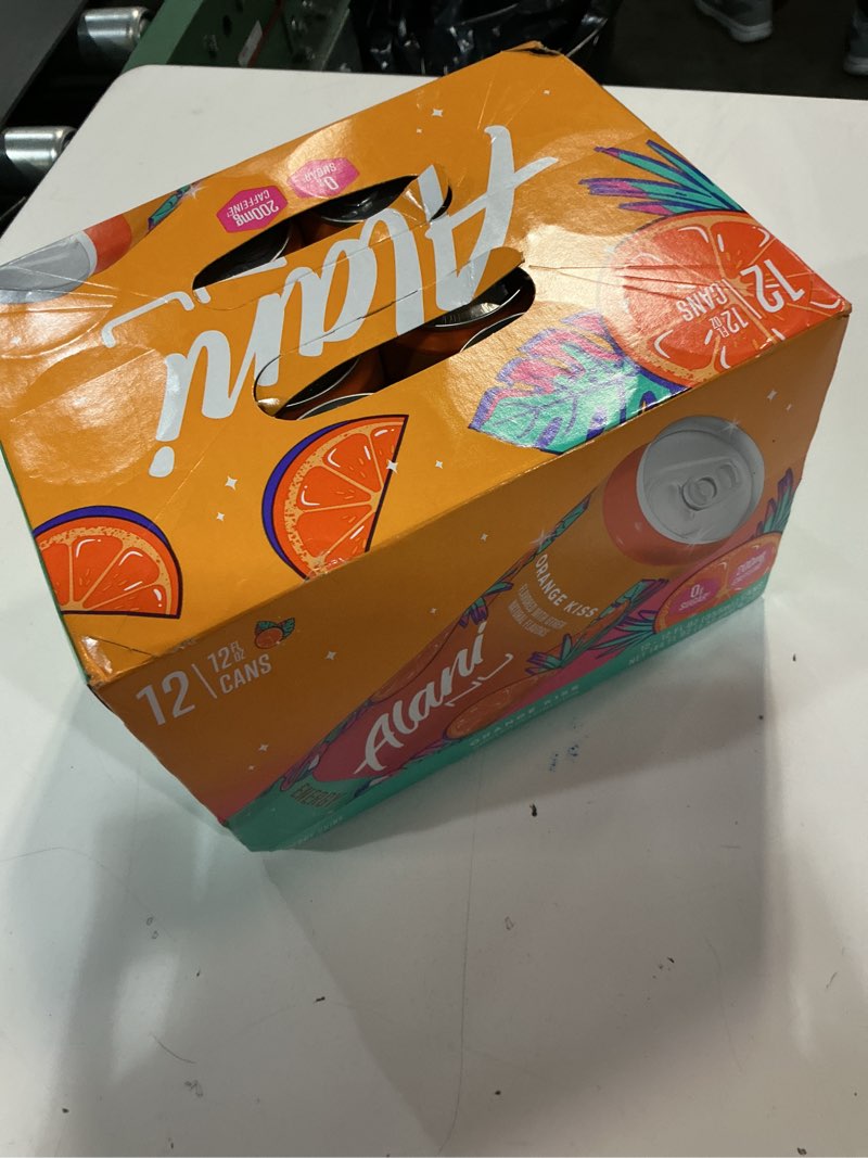 Condition photo showing New/Like New for (BBD:06/19/2027)Alani Nu ORANGE KISS, Sugar Free, Low Calorie Energy Drinks, 200mg Caffeine, Biotin, B Vitamins, Zero Sugar, 10 Calories, 12 Fl Oz Cans, 12 Pack Orange Kiss 12 Fl Oz (Pack of 12)
