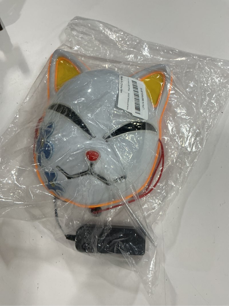 Condition photo showing Good Condition for demon led mask slayers costume props japanese anime plastic fox face cosplay glowing masks for adult masquerade 3pcs