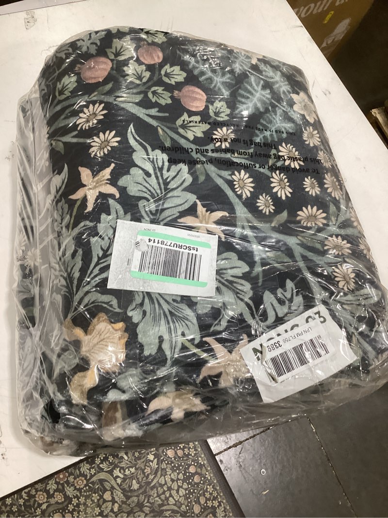 Condition photo showing As Is for lahome floral washable rugs 8x10, soft 8x10 area rugs for living room bedroom, boho non-slip forest stain resistance large throw carpet for farmhouse dining room office giverny, black black 8' x 10' (rectangular)